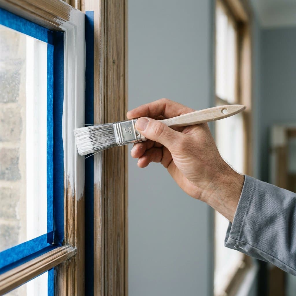Painter working on wall