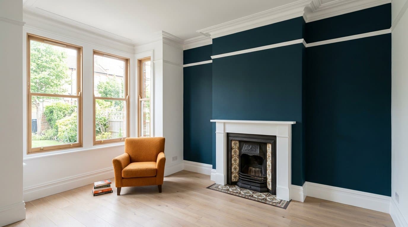 Interior room with freshly painted walls