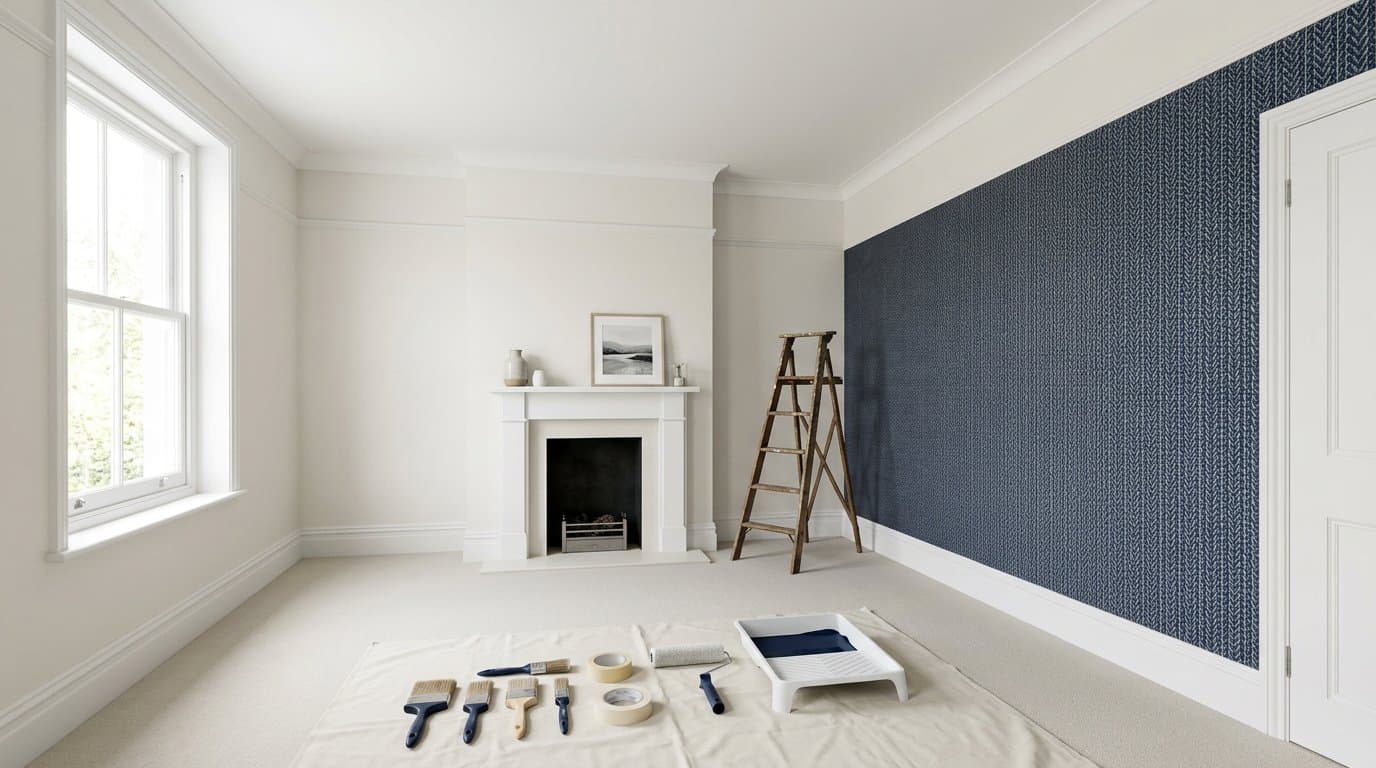 Interior room with freshly painted walls